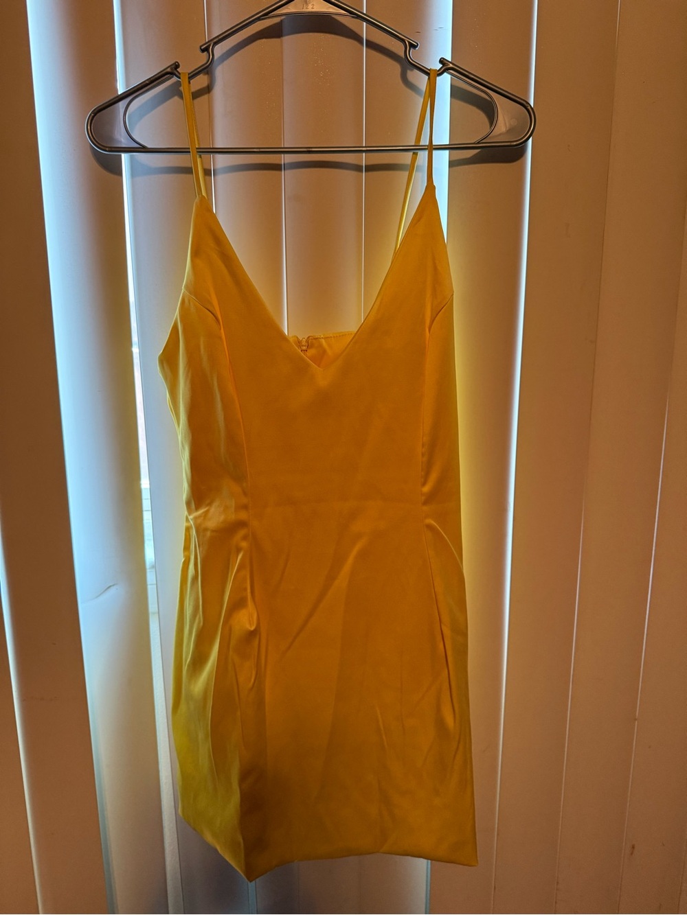 La Lux Bright Yellow V-Neck Spaghetti Strap Mini Dress
